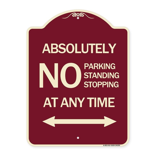 Absolutely No Parking Standing or Stopping at Anytime with Bidirectional Arrow, A-DES-BU-1824-24359